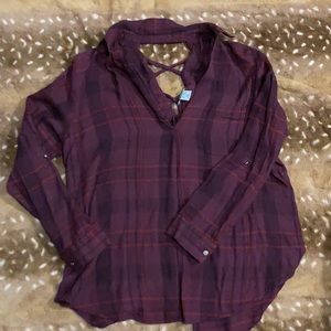 Purple plaid top